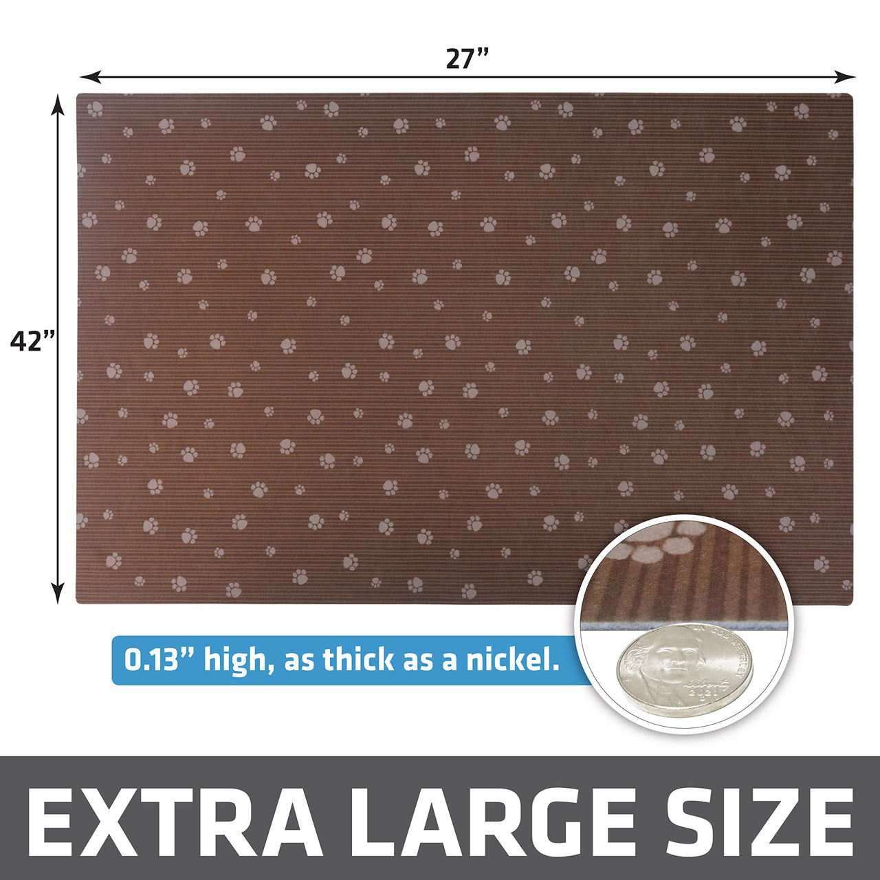 Drymate Dog Crate Mat Liner, Absorbs Urine, Waterproof, Non-Slip, Washable Puppy Pee Pad for Kennel Training - Use Under Pet Cage to Protect Floors, Thin Cut to Fit Design (USA Made) (Brown)(27"x42") 42.0"L x 27.0"W x 0.1"Th Brown
