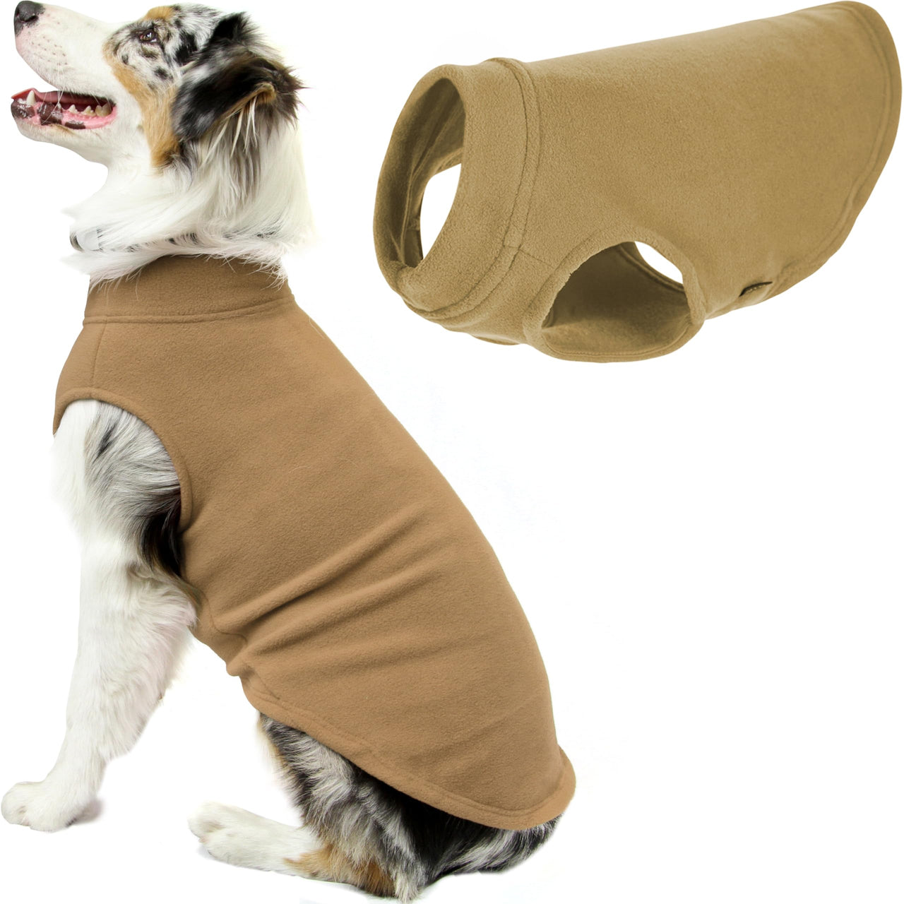 Gooby Stretch Fleece Vest Dog Sweater - Sand, 6X-Large - Warm Pullover Fleece Dog Jacket - Winter Dog Clothes for Small Dogs Boy or Girl - Dog Sweaters for Small Dogs to Dog Sweaters for Large Dogs 6X-Large Length (27.5")