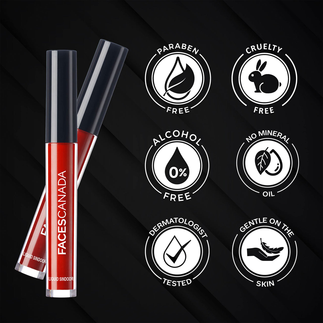 FACESCANADA Liquid Sindoor - Red, 2.5 ml | Highly Pigmented Rich Color | Quick Drying & Long Lasting | Velvet Matte Finish | Water-Proof | Smudge-Proof | Crease-Proof | Sponge Tip Applicator
