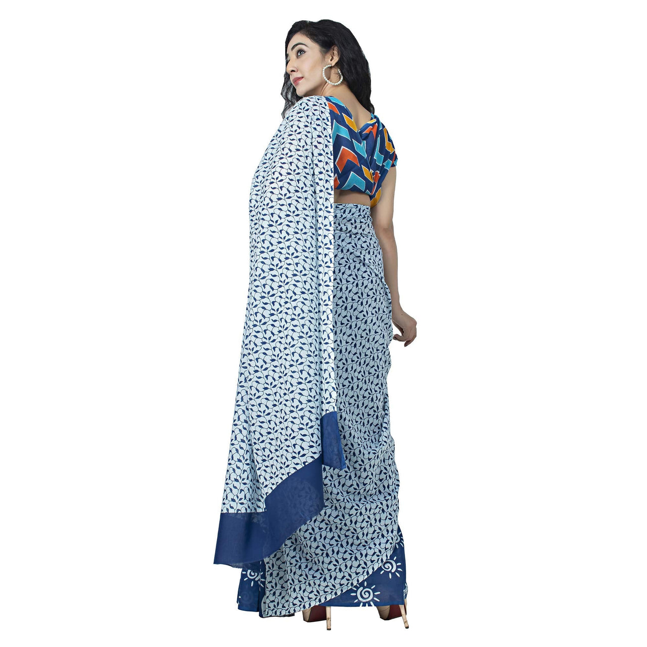 Kwatchi women & girls 100% pure cotton mulmul,Sanganeri Block Print, Traditional Ethnic Un stiched Blouse Piece (Black) Black