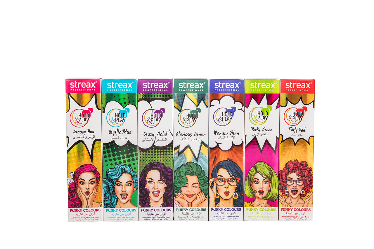 Streax Professional Hold & Play Funkey Colour - Glorious Green, 100 Grams