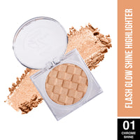 Hilary Rhoda Flash Glow Shine Highlighter | Rich Colour Payoff | Superfine Particles | 3D Reflective Glow | Blends Flawlessly -7g (Chrome Shine -Shade 01)
