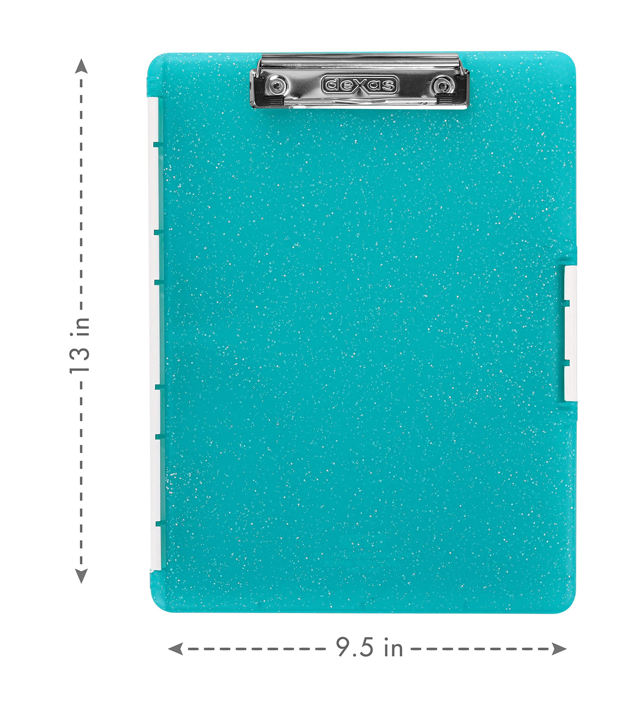 Dexas Slimcase 2 Storage Clipboard with Side Opening, 12.5 x 9.5 inches, Teal Glitter. Organize in Style for Home, School, Work or Trades! Ideal for Teachers, Nurses, Students, Homeschooling
