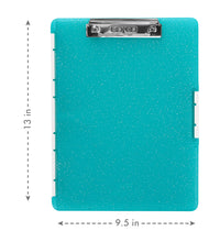 Dexas Slimcase 2 Storage Clipboard with Side Opening, 12.5 x 9.5 inches, Teal Glitter. Organize in Style for Home, School, Work or Trades! Ideal for Teachers, Nurses, Students, Homeschooling