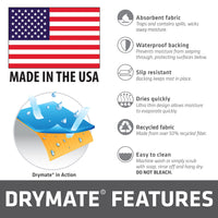 Drymate Pet Bowl Placemat, Dog & Cat Food Feeding Mat - Absorbent Fabric, Waterproof Backing, Slip-Resistant - Machine Washable/Durable (USA Made) (12” x 20”) (Indian Summer Turquoise & White 8) Small (12