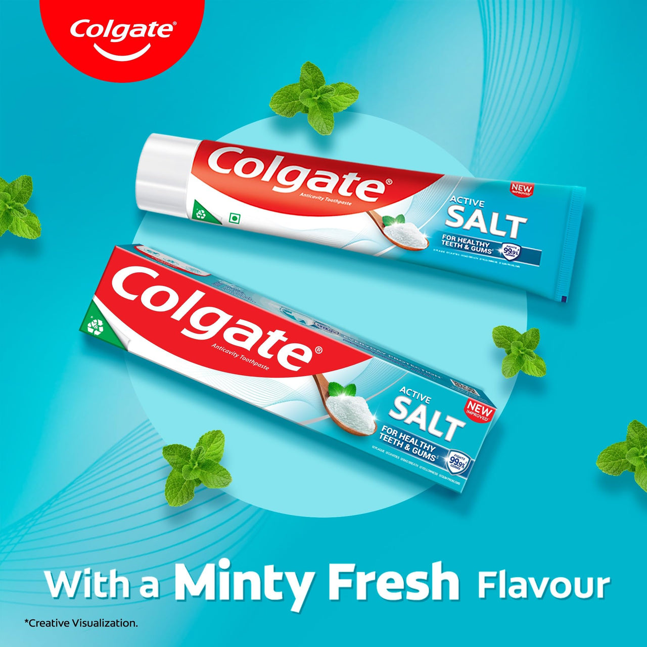 Colgate Active Salt Toothpaste, Daily Germ Protection, Combo Pack of 200g+100g, Toothpaste with Salt and Mint, Healthy Gums & Teeth, Tooth paste that Fights Germs & Provides Fresh Breath