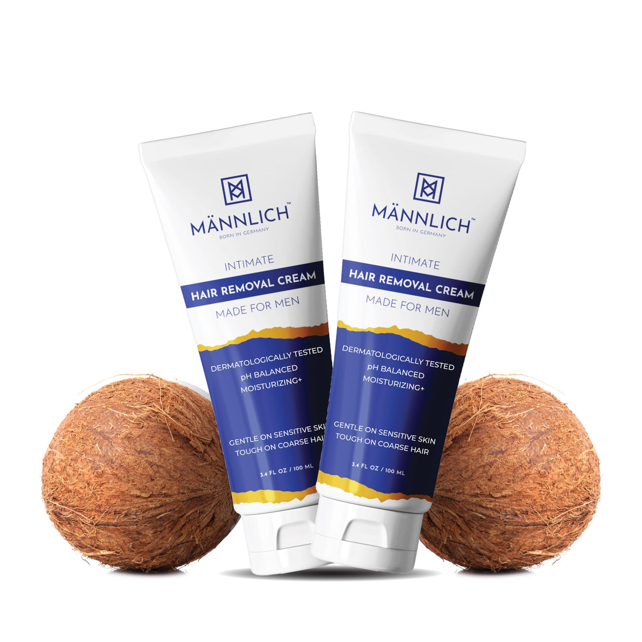 Mannlich Intimate/Private Hair Removal Cream for Men, Painless, Faster, Soothing for Unwanted Coarse Pubic Hair, Suitable For All Skin Types, 200 ml (Pack of 2)