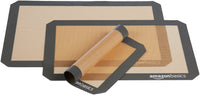 Basics Rectangular Silicone, Non-Stick, Food Safe Baking Mat, Pack of 3, Beige/Gray, 16.5