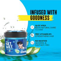 Set Wet Styling Hair Gel for Men - Casually Cool, 50gm | Medium Hold, High Shine | For Medium to Long Hair |No Alcohol, No Sulphate