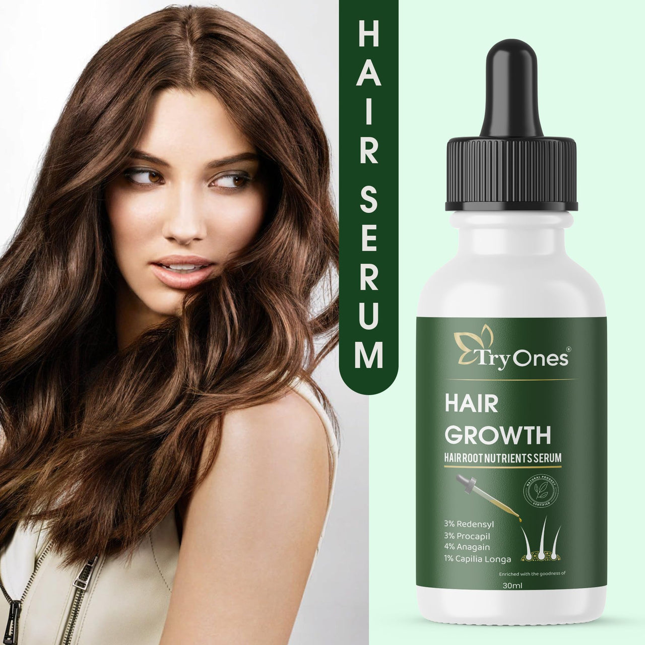 TryOnes Professional Hair Serum for Frizzy Hair||Serum for Women & Men||All Hair Types for Frizz-free, Smooth & Glossy Hair||Hair Root Serum_30ML