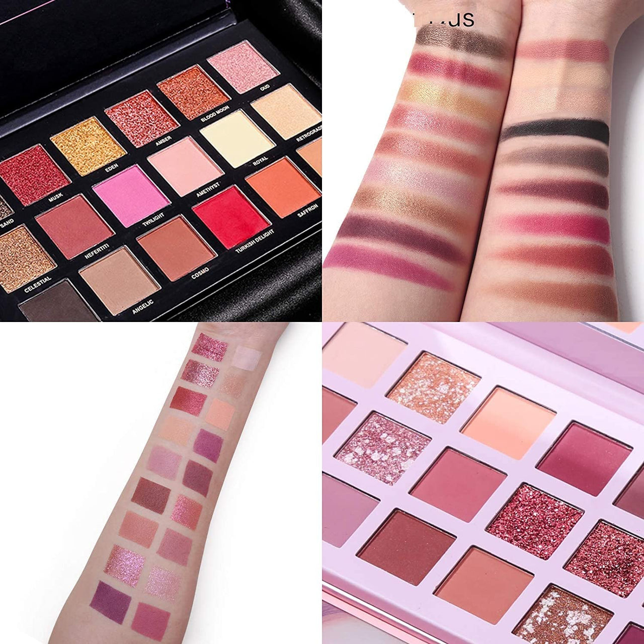 HUDA GIRL Beauty Rose Gold Remastered + Nude Edition Eyeshadow Palette Combo Kit - 36 Matte and Shimmer Finishes, Includes Black Eyeshadow - Complete Eye Shadow Palette Set
