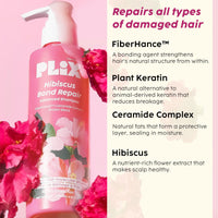 PLIX - THE PLANT FIX Hibiscus Bond Repair Advanced Oil, Shampoo & Conditioner | Repairs Damaged Hair Due To Heat Styling | Restores Strength, Reduces Frizz & Split-Ends