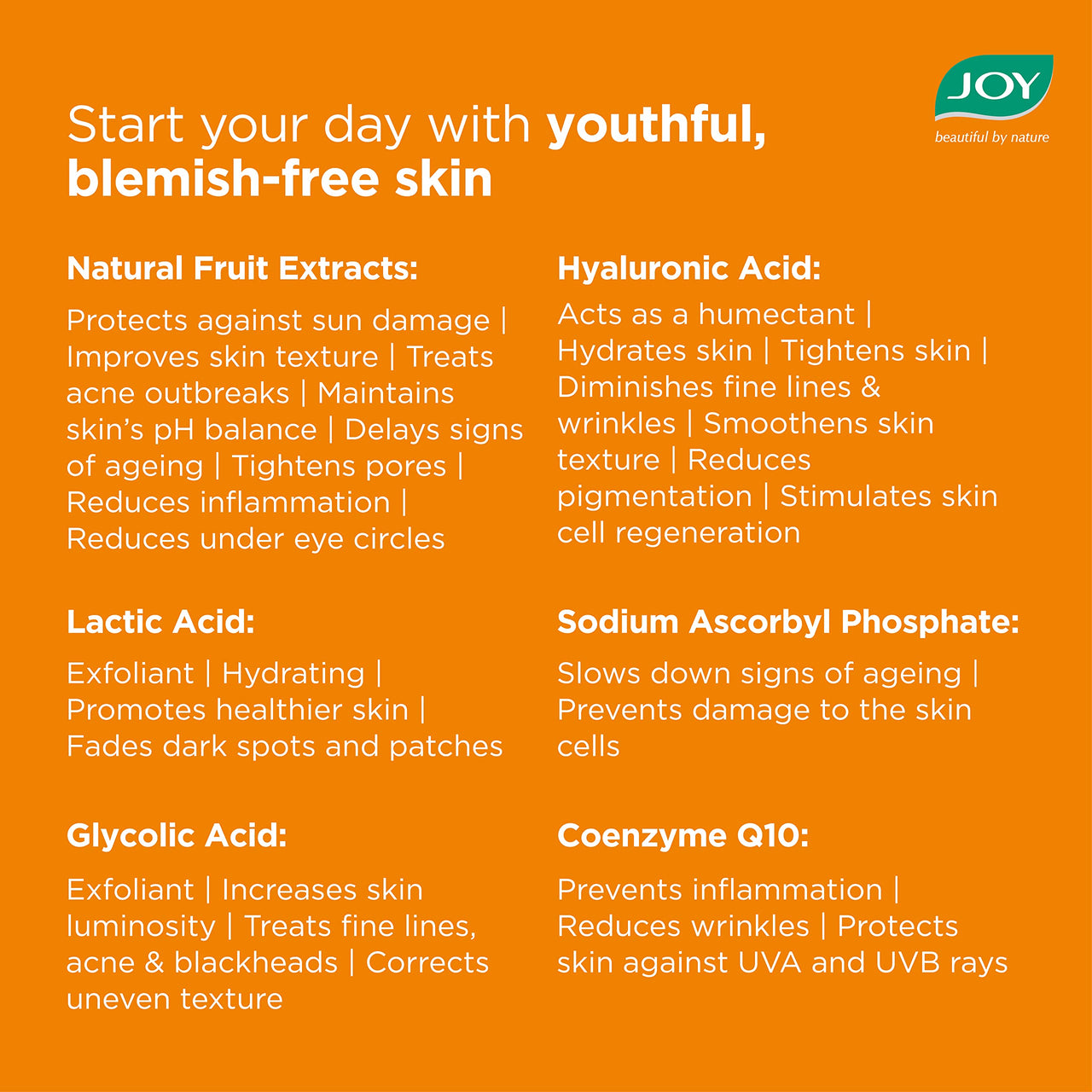 Joy Alcohol Free Vitamin C Face Toner for Glowing Skin (150ml) | Suitable for All Skin Types; Men & Women | Brightening & Refining Toner for Face with Hyaluronic Acid & Natural Fruit Extracts