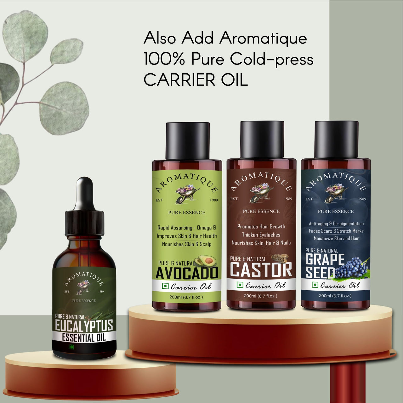 Aromatique Eucalyptus Oil - Pure & Undiluted Eucalyptus Essential Oil - For Hair & Skin Care (15ml)