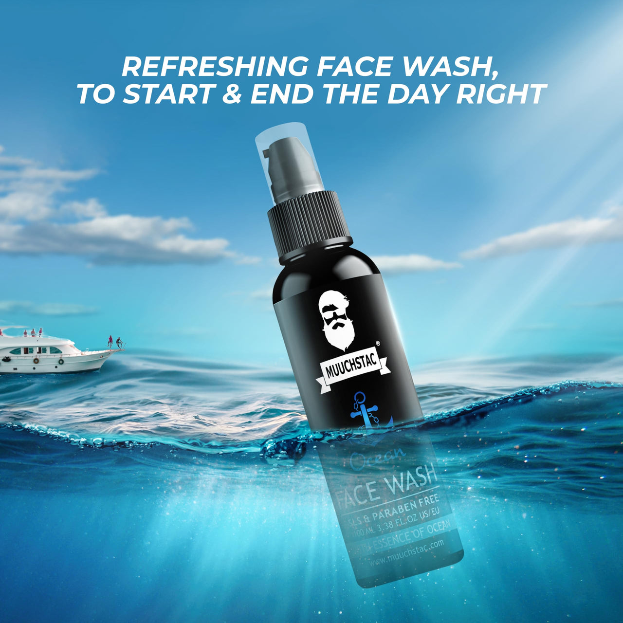 Muuchstac Ocean Face Wash for Men | Fight Acne & Pimples, Brighten Skin, Clears Dirt, Oil Control, Refreshing Feel - Multi-Action Formula (3x100 ml)
