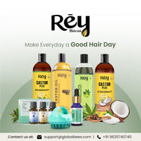Rey Naturals Aqua Range | Cedarwood & Rice Water Hair Growth Spray -200ml | Non-Oily Rice Water Mist For Smooth Frizz Free Hair | Cedarwood Extract For Dry & Itchy Scalp | Minimize Hairfall & Dandruff