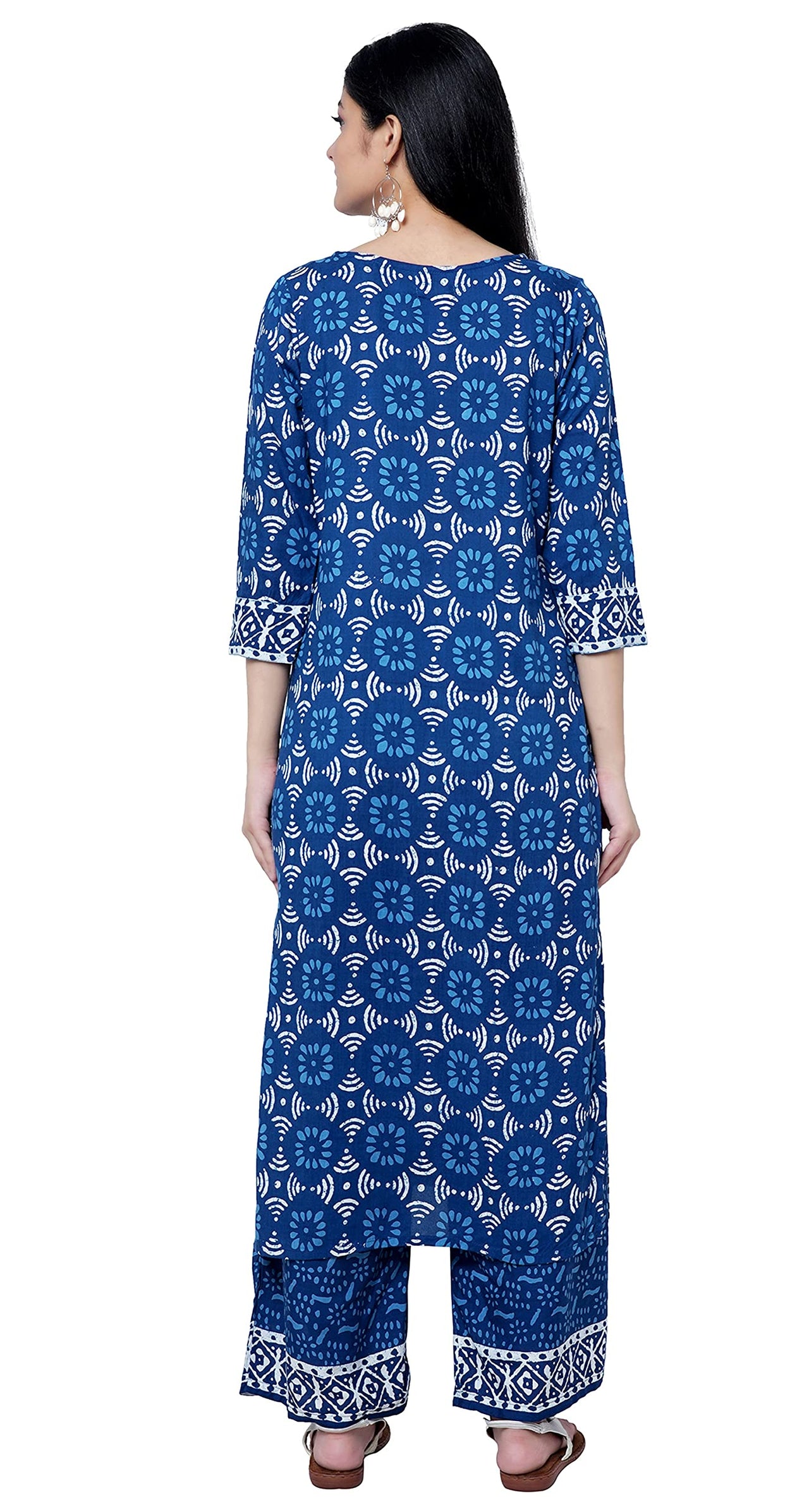 rytras Women's  Straight Rayon Kurti with Palazzos and Dupatta Set