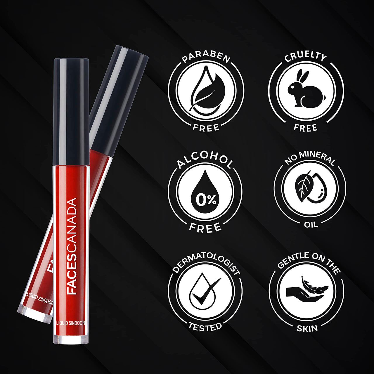 FACESCANADA Liquid Sindoor - Red, 2.5 ml | Highly Pigmented Rich Color | Quick Drying & Long Lasting | Velvet Matte Finish | Water-Proof | Smudge-Proof | Crease-Proof | Sponge Tip Applicator