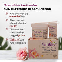NutriGlow NATURAL'S Advanced Pro Formula Combo Pack of 2 Skin Whitening Facial Kit (60gm) and Skin Whitening Bleach Cream for All Skin Types (43gm)