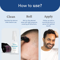 Man Matters Derma Roller With Disinfectant | 540 Micro 0.5mm Titanium Alloy Needles | Reduces Hair Fall & Stimulates Hair Follicles | Easy to use | Safe and Effective