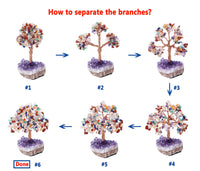 Jovivi Natural Amethyst/Amazonite/Opalite Mixed Healing Crystal Money Tree on Amethyst Cluster Geode Druzy Base Feng Shui Crystals for Home Office Desk Decorations, Wealth, Good Luck Amethyst+amazonite+opalite