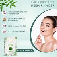 Khadi Omorose Neem Powder 100% Pure & Natural for Skin & Hair Care, Skin Brightening, Fights Dandruff, Controls Excess Oil, Fights Acne and Pimples | 200 Grams | Resealable Zipper Pouch