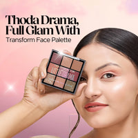 Hilary Rhoda Transform Face Palette|9 Eyeshadows|2 Blushes|Highlighter & Contour|Highly Pigmented|Available In 2 Variants|Matte & Shimmer Finish|All-In-One Kit|18G (Soft Glam - Shade 01)
