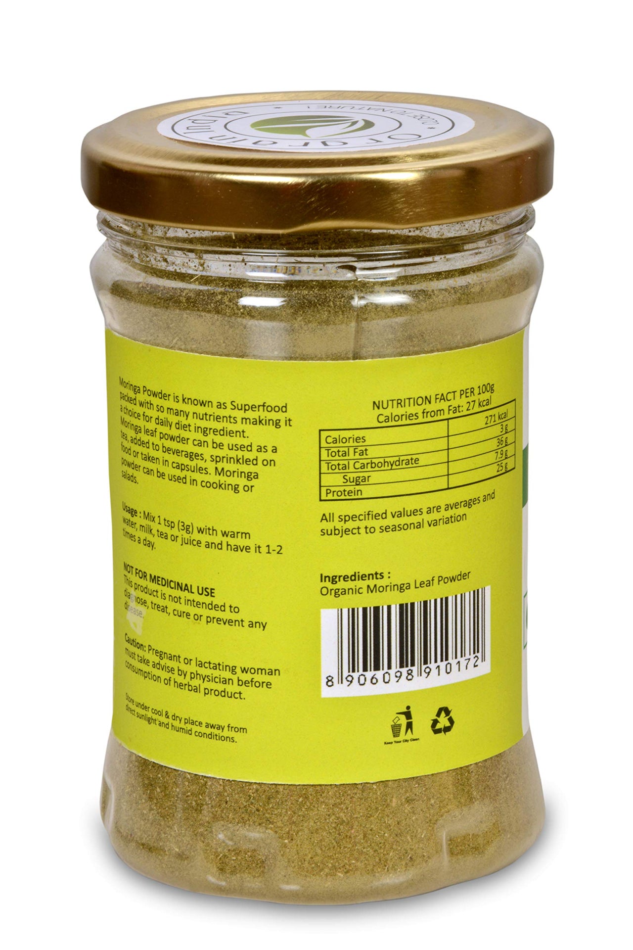 Orgrain India Organic Moringa Powder 200g (Pack Of 2 * 100g)