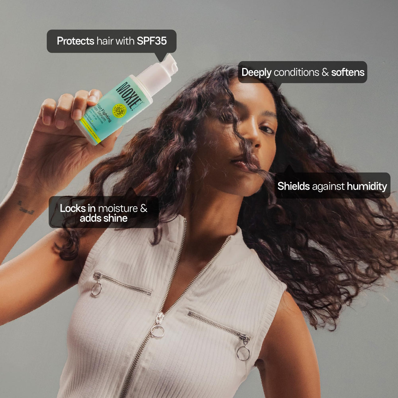 Moxie Beauty Ditch-The-Frizz Trio | Gentle Cleansing Shampoo (200ml), Ultra Hydrating Conditioner (175ml) & Frizz Fighting Hair Serum (50ml)