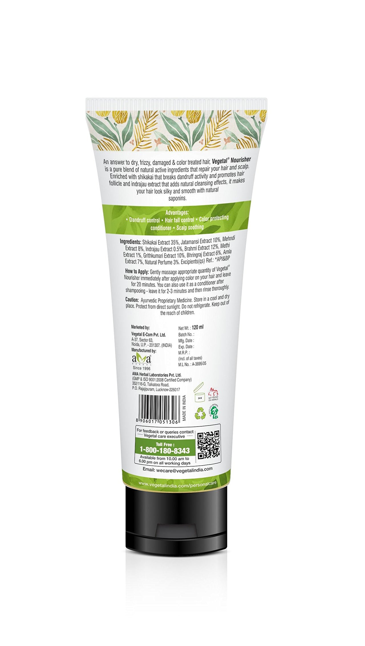 Vegetal Nourisher 120ml. -100% Natural Color Protection Conditioner Gel for Hair & Scalp Nourishment for Dry & Damaged Hair