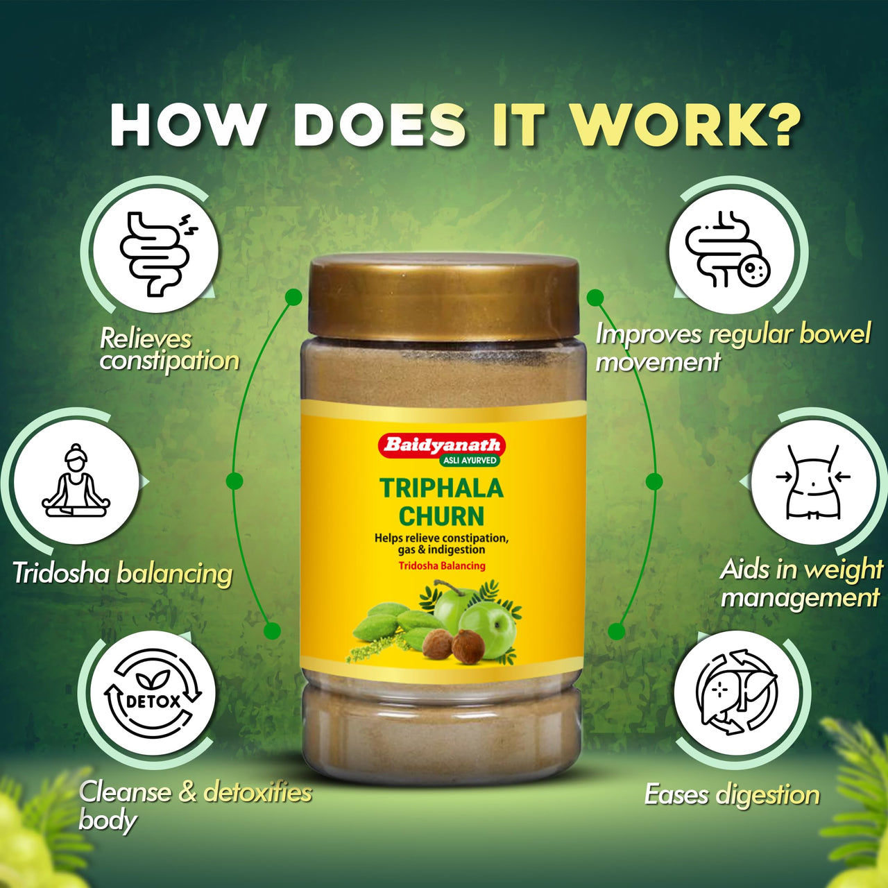 Baidyanath Asli Ayurved Triphala Churna | Helps Relieve Constipation | Quick Acidity & Gas Relief | Enriched With Amla - 500Gms (Pack Of 2)