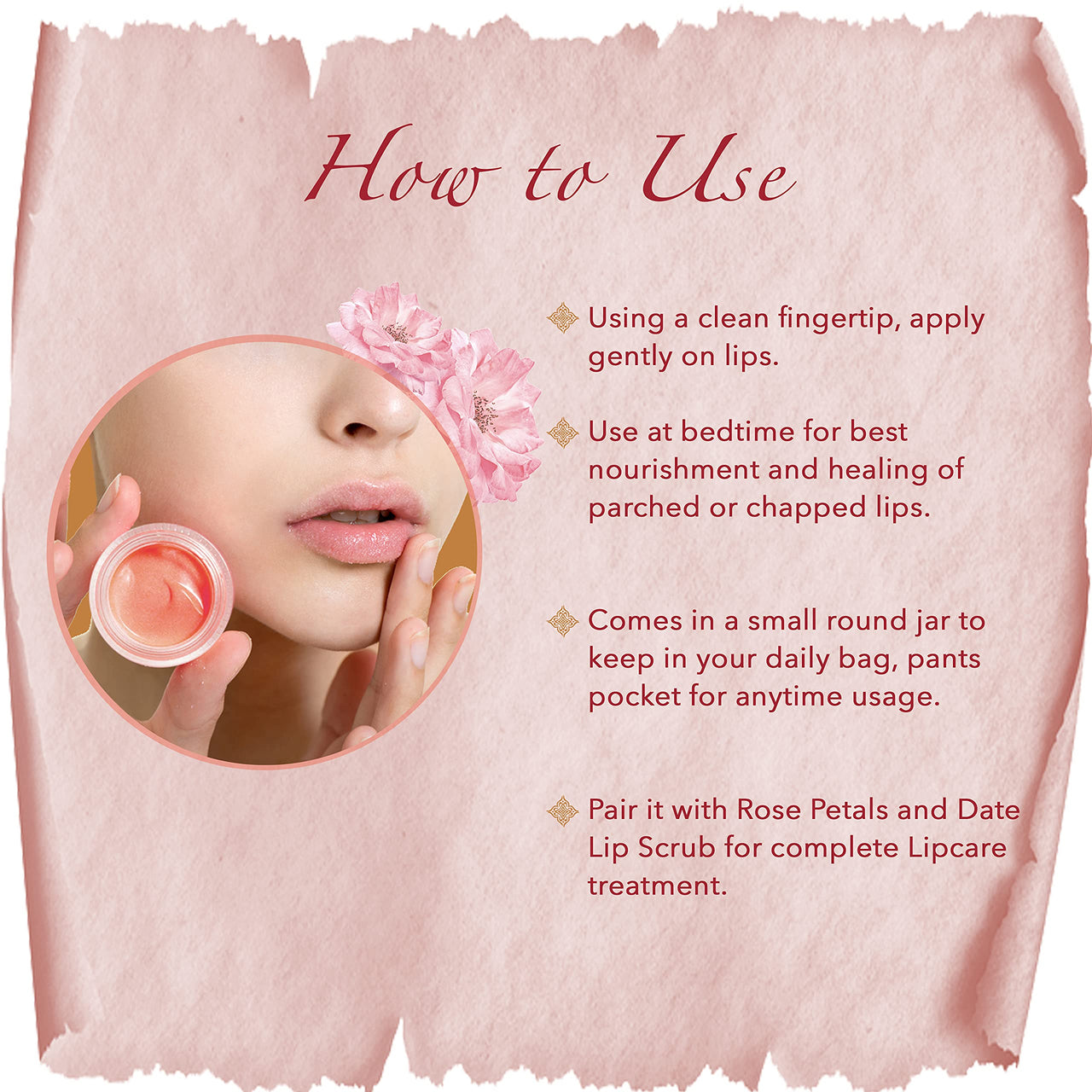 Khadi Essentials Wild Rose Lip Balm with Vitamin E & SPF 20 For Dry & Chapped Lips - 5gm