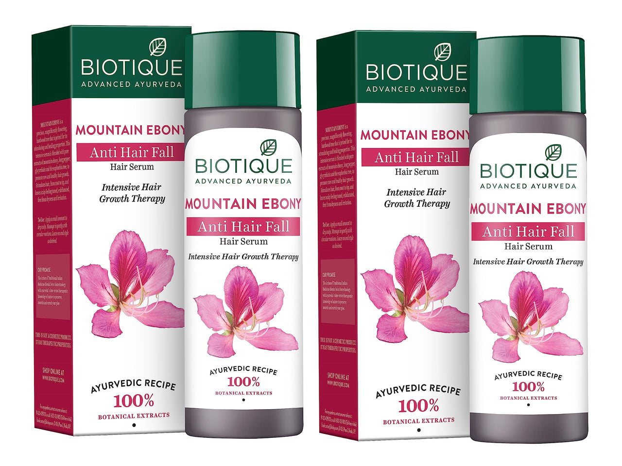 Biotique Bio Mountain Ebony Vitalizing Serum | Prevents Hair Fall & Soothes Scalp| Promotes Hair Growth | 100% Botanical Extracts | Suitable for All Skin Types | 120ml (Pack of 2)