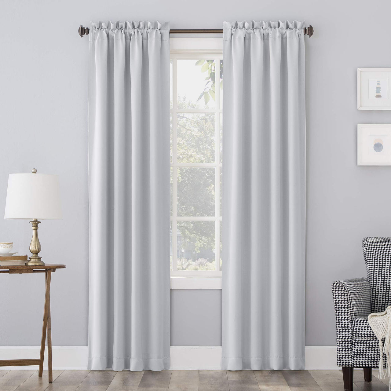 Sun Zero Easton Energy Saving Blackout Rod Pocket Curtain Panel, 40" x 63", Dove White