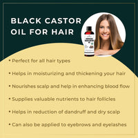Organic Netra Cold Pressed Jamaican Black Castor Oil for Hair Growth | For healthy, thick and black hair | Reduces Acne Marks and fine lines | For All Hair and Skin Types - 250ml