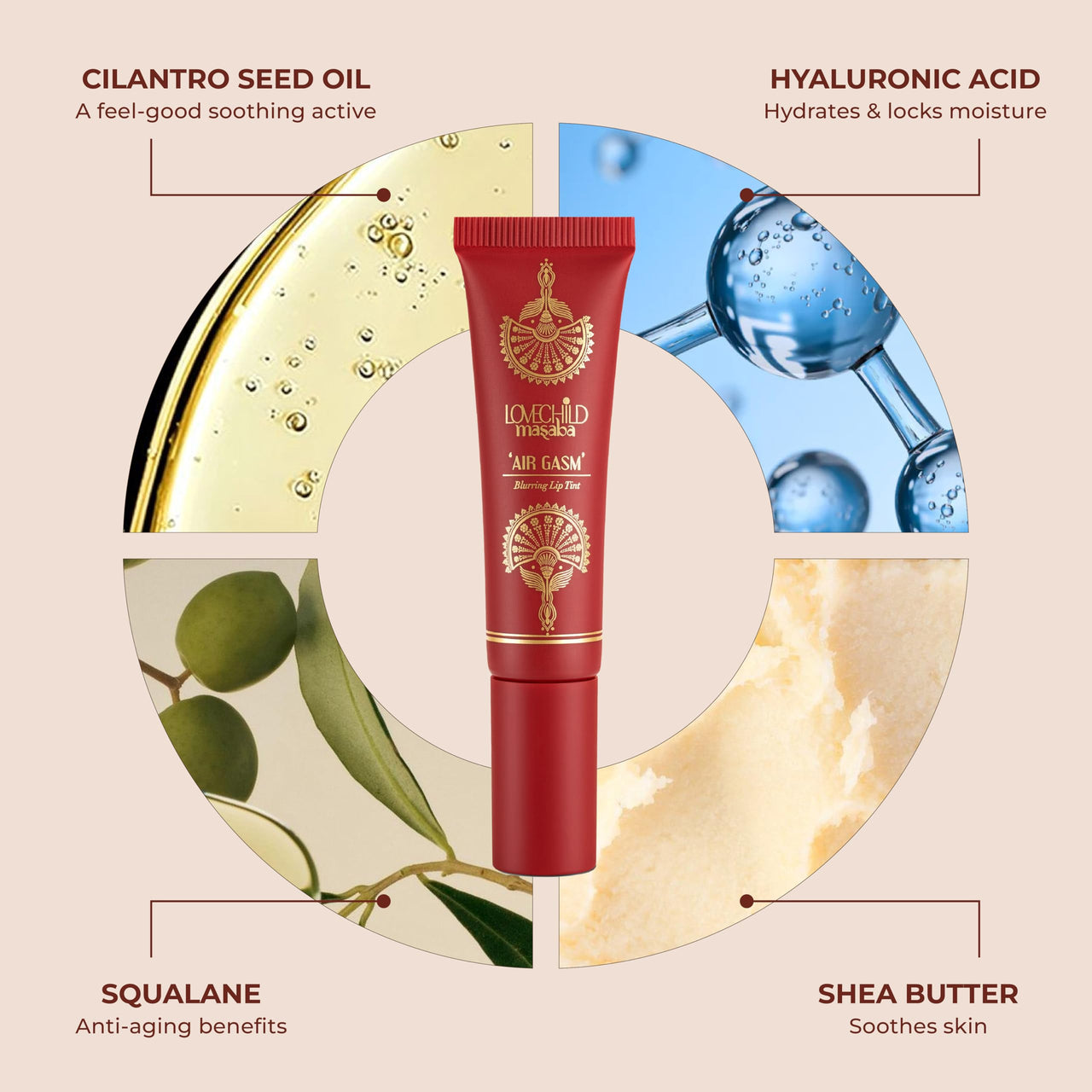 LoveChild Masaba Blurring Lip Tint, Not Nude (Pink), Lightweight, Velvety Matte Finish, Hydrating Lip Color with Hyaluronic Acid, Squalane & Shea Butter, For All Indian Skin Tones, 8ml