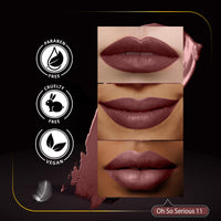 FACES CANADA Festive Hues - Comfy Matte Creme Lipstick Pack of 2 - Oh So Serious & Over And Out (4.2gx2) | Long Stay | Creamy Matte Finish | Intense Color | Single Stroke Smooth Application