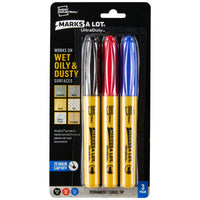AVERY Marks A Lot UltraDuty Permanent Markers, Chisel Tip, Water Resistant, Assorted Colors, 3 Industrial Markers (29864)