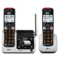 AT&T BL102-2 DECT 6.0 2-Handset Cordless Phone for Home with Answering Machine, Call Blocking, Caller ID Announcer, Audio Assist, Intercom, and Unsurpassed Range, Silver/Black 2 Handset