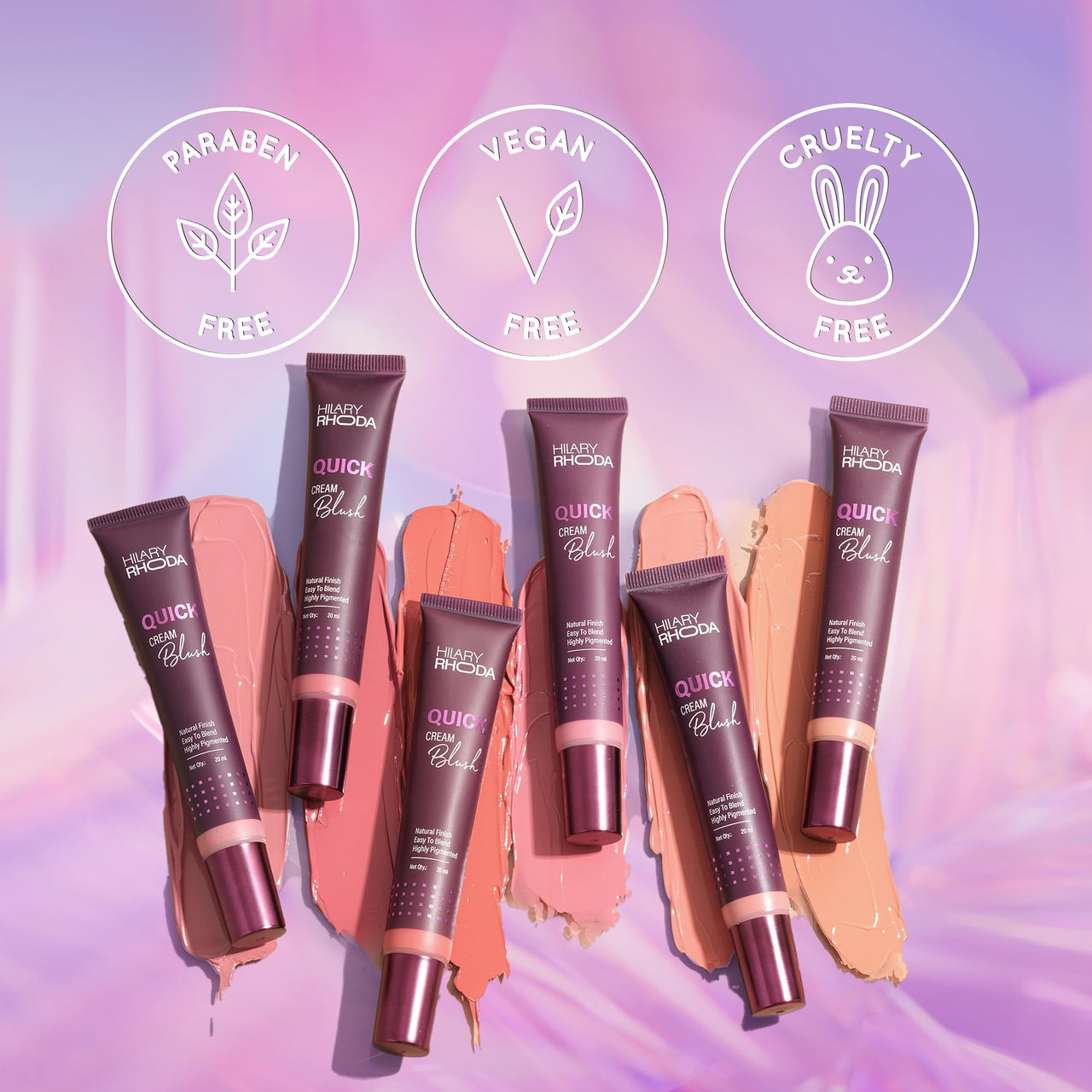Hilary Rhoda Quick Cream Blush | Highly Pigmented & Dewy Finish | Long-Lasting | Buildable Coverage | Weightless & Easy to Apply | Cream Blush | 20 ml (Mauve Madness - Shade 03)