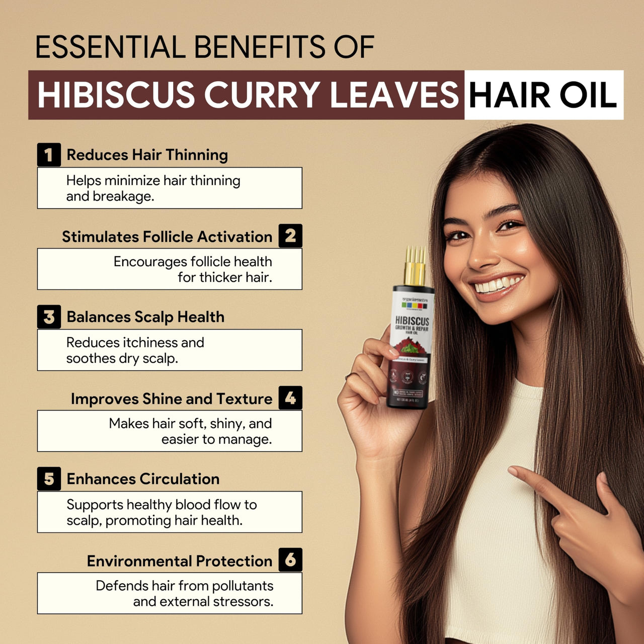 Organix Mantra Hibiscus & Curry Leaves Hair Oil | Advanced Follicle Activation | Infused with Bhringraj, Amla, Rosemary, Peppermint & Lavender Oils | Promotes Thicker, Stronger Hair 120ML