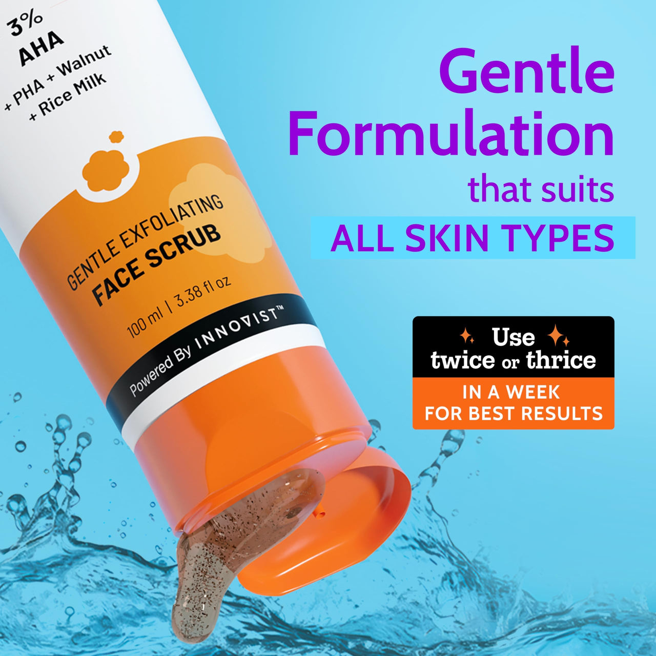 Chemist at Play Exfoliating Body Scrub For Removing Tan & Dead Skin Cells + Gentle Exfoliating Face Scrub with Mandelic Acid & Walnuts | Removes Dead Skin & Blackheads | For Smooth, Soft & Bright Skin | Natural AHAs | 75g + 100ml