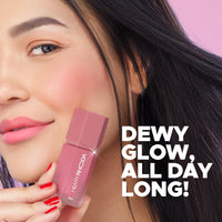 Hilary Rhoda Blush Love | Highly Pigmented Liquid Blush & Super Dewy Finish | Built-in Sponge | All Day Wear & Buildable Formula | Leak-Proof - 6ml (Scandalous | Shade 06)
