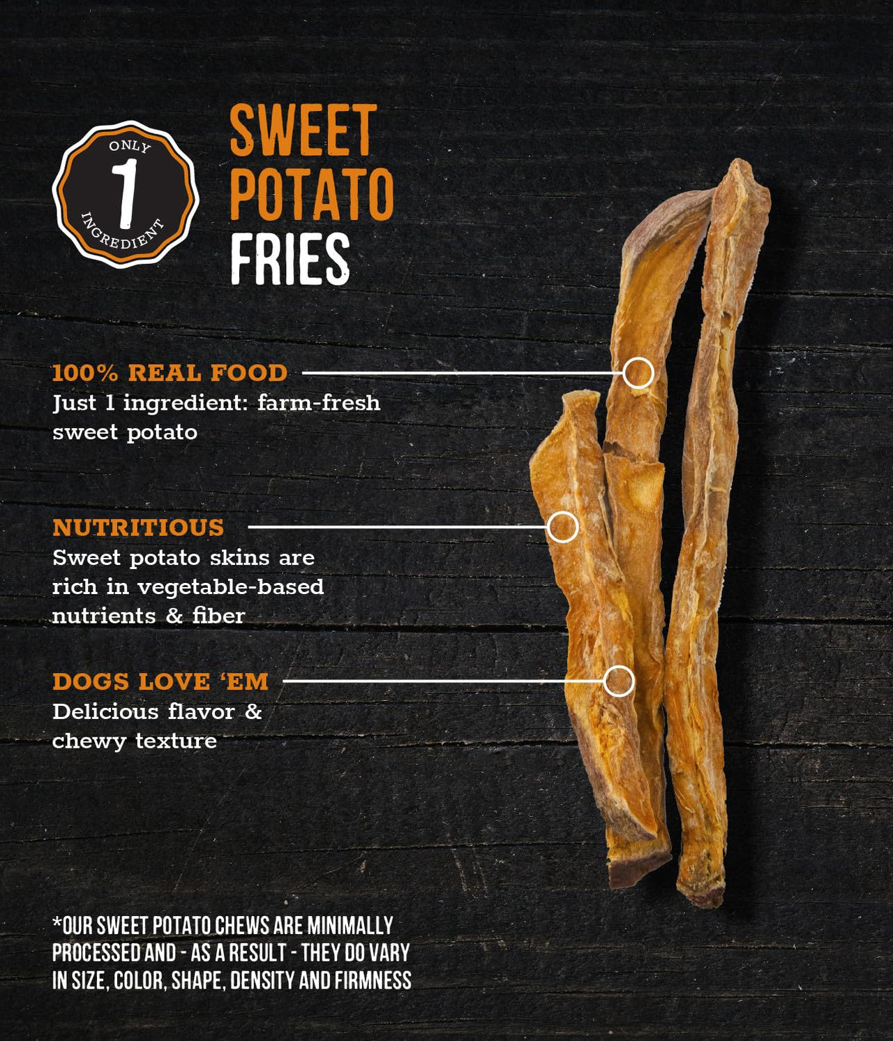 Wholesome Pride Sweet Potato Fries All-Natural Single Ingredient Dog Treats, 16 oz 16 Ounce (Pack of 1)