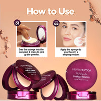 Hilary Rhoda HD High-Definition Pressed Powder | 2 in 1 Compact Powder | Shimmery & Matte Finish | Oil Control Formula | 18g (Buff Beige - Shade 03)