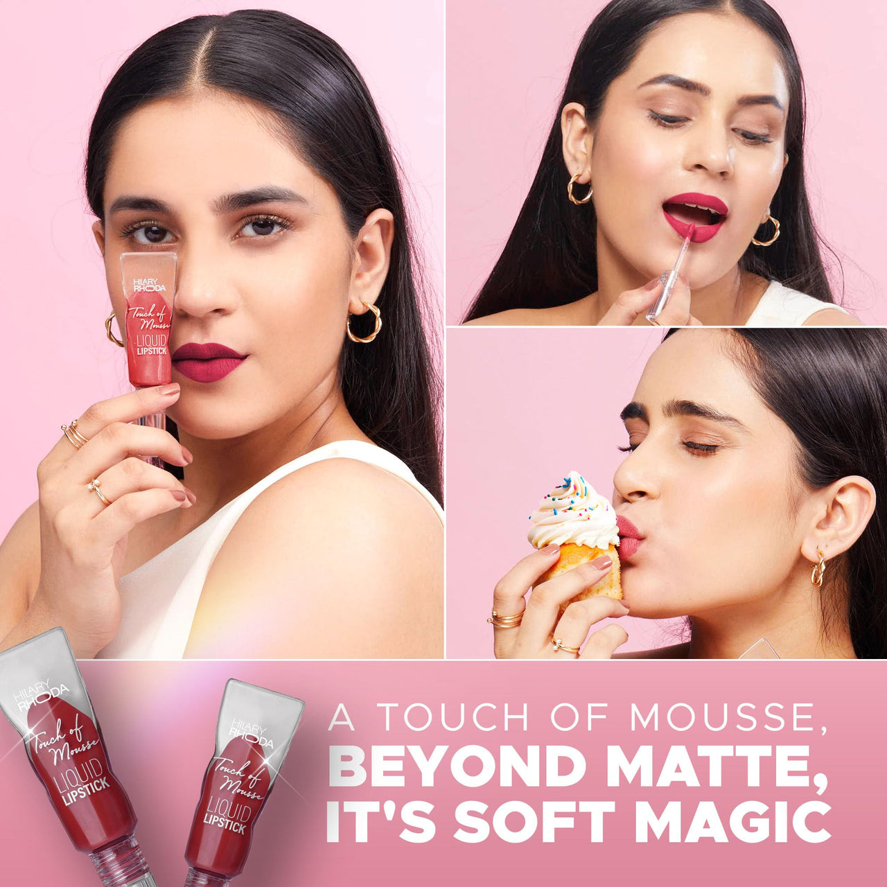 Hilary Rhoda Touch Of Mousse Lipstick | Matte Finish & Long Lasting | Infused with Vitamin E | Weightless & Liquid Lipstick with Mousse Finish | Smudge & Water Proof | Vegan - 5ml (Little Peachy - Shade 02)