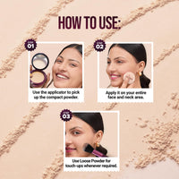 Hilary Rhoda The Setting Duo Compact & Loose Powder | 2-in-1 Compact & Loose Powder | | Matte Finish | Blends Effortlessly | Oil Control Compact | 32g (Ivory | Shade 01)