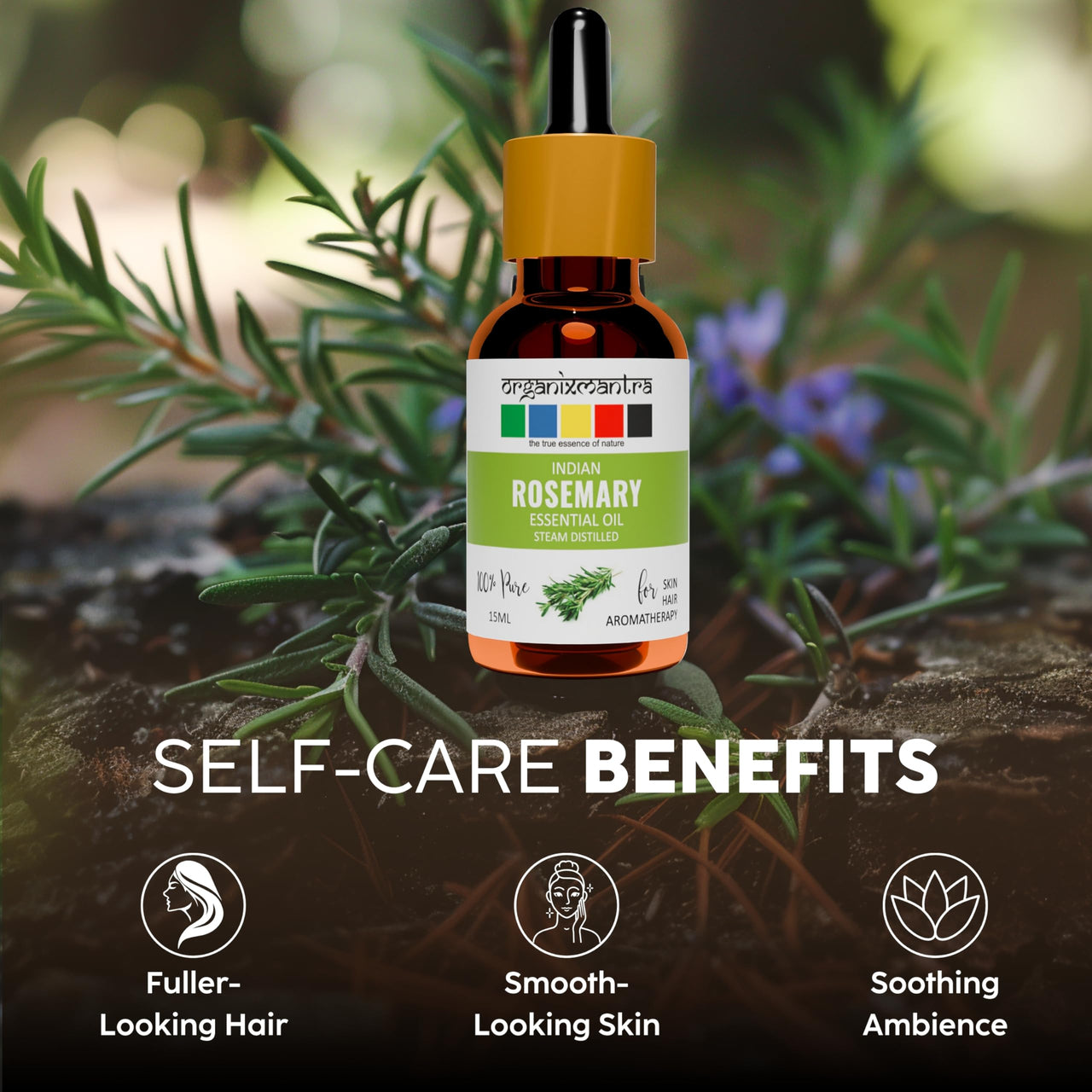 Organix Mantra Rosemary Essential Oil for Hair, Skin & DIY - 100% Natural Rosemary Oil - 15ML