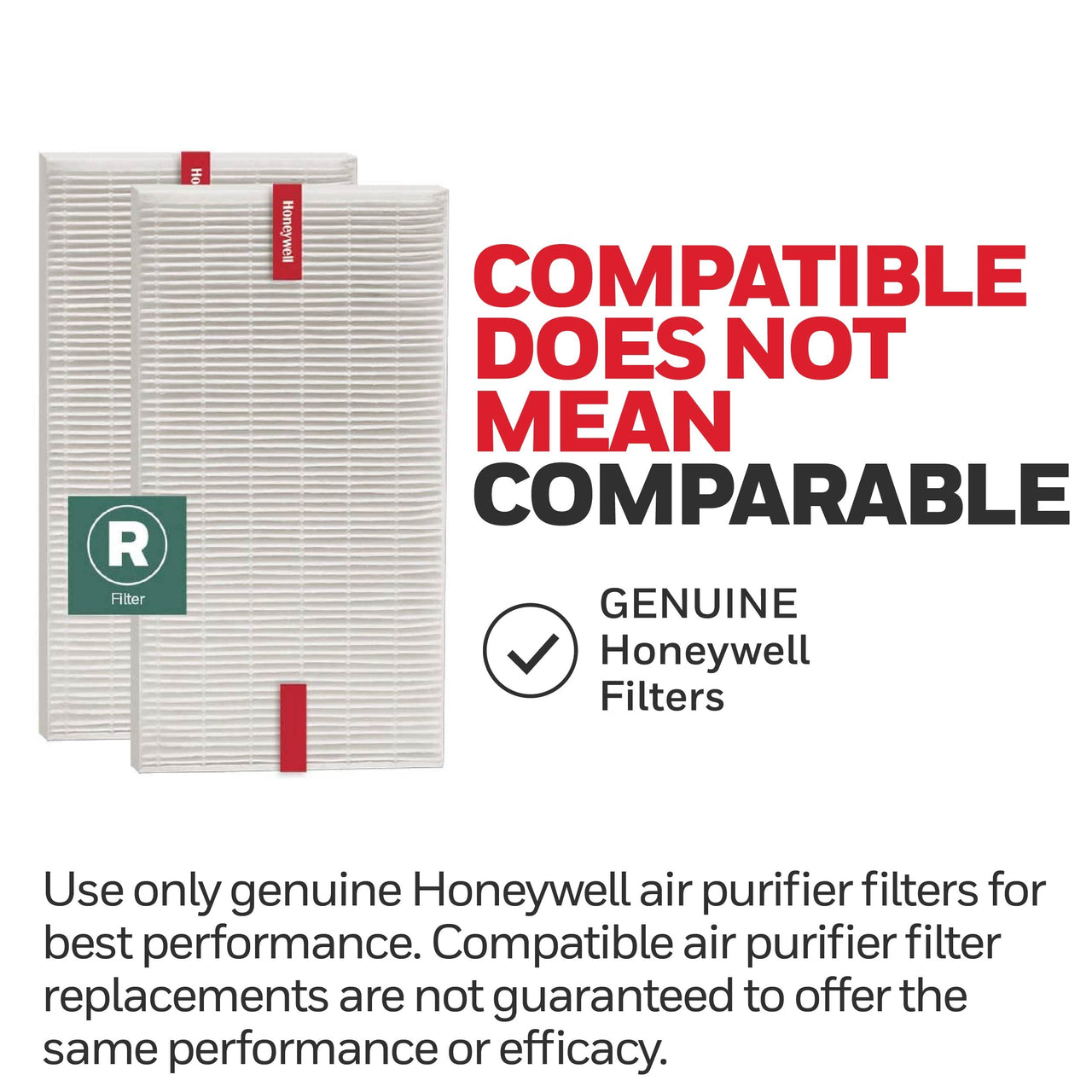 Honeywell HEPA Air Purifier Filter R, 2-Pack for HPA 100/200/300 and 5000 Series - Airborne Allergen Air Filter Targets Wildfire/Smoke, Pollen, Pet Dander, and Dust 2 pack