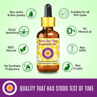 Deve Herbes Tea Tree Essential Oil (Melaleuca alternifolia) Pure | Non-Sticky | Non-greasy | Lightweight | Men & Women | All Skin Types | Steam Distilled 30ml